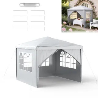 ACXIN Garten Pavillon 3x3 m mit 4 Seitenteilen, Wasserdichtes Partyzelt, Stabiler Stahlrahmen, Sonnenschutz & Wetterfest, Oxford-Gewebe, Gartenpavillon oder Grillpavillon fur Party und Camping, Grau