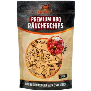 grillart® XL Premium Räucherchips Kirsche für das besondere Raucharoma - sehr rauchaktives Räucherholz/Holzhackschnitzel - Natürliches Alpenholz- 750g