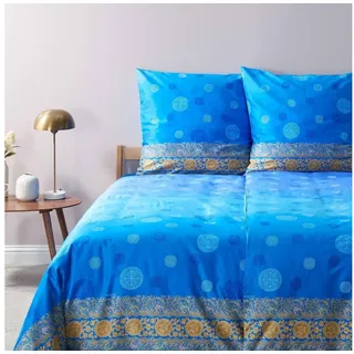 Bassetti Bettwäsche PALLAVICINO, Satin, 3 teilig, aus satinierter Baumwolle blau