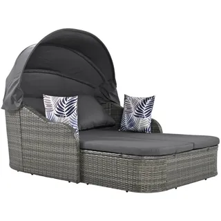 Odikalo Sonneninsel Gartenlounge Set verstellbarem Baldachin abnehmbarem Kissenbezug Grau grau