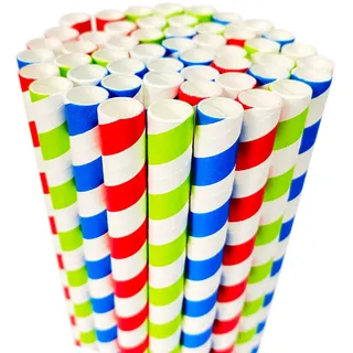 Papier Strohhalme 9mm Breit, Einweg Trinkhalme groß für Smoothies, Milchshakes, Dicke Shakes, Slushies, Saft, Gefrorene Getränke, Geburtstag Dusche Hochzeit Party Zubehör Dekorieren, 66 Stück Bunt