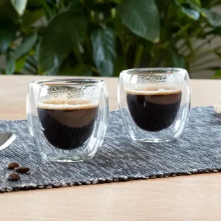 Haushalt International Espresso Glas, 80ml 2er Set doppelwandig, ca. 6,3 x 6,4cm
