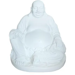 Relaxdays Buddha Figur lachend 45 cm Weiß
