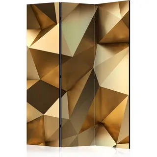murando - Paravent Raumteiler Office geometrisch Gold, 135x172 cm, 3-teilig | Mobiler Sichtschutz, sofort einsatzbereit, Holzrahmen, ideal fürs Wohnzimmer oder Büro, geruchsneutral, lichtbeständig