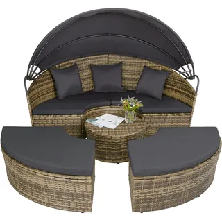 Tectake Sonneninsel Rattan natur/dunkelgrau