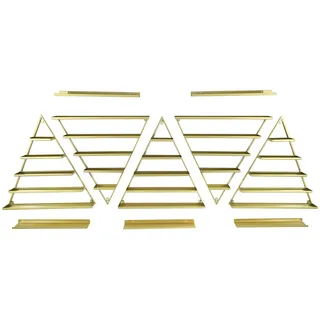 HUSPOO 10 Stück Wandregal für Nagellack, 5 Tiers Wall Mounted Nagelllack Ständer aus Metall zur Wandmontage Dreieckiges Präsentationsregal Kosmetik Vitrinen für Home Spa Nagelstudio Shop (Gold)