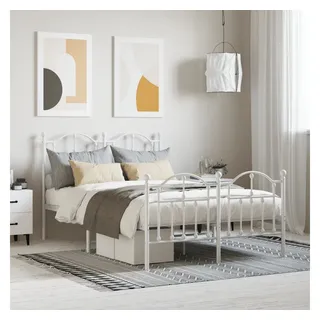 vidaXL Bett Bettgestell mit Kopf- und Fußteil Metall Weiß 120x200 cm weiß 200 cm x 120 cm
