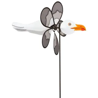 HQ Windspiel Spin Critter Seagull Möwe Windrad Gartendeko mit Standstab | Farbenfroh dreht schon bei leichtem Wind wetterfest UV-beständig langlebig für Garten Terrasse & Balkon Rad-Ø30cm, H63xT32cm