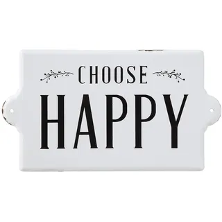 Creative Co-op Wandschild aus Metall mit Aufschrift Choose Happy im Used-Look