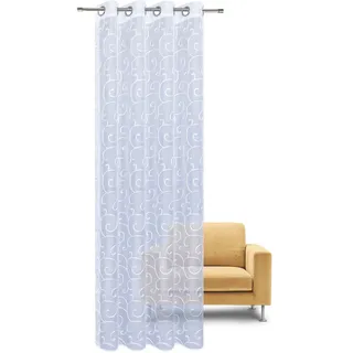 Gerster Gardine GERSTER "Rachel" Gr. 1, grau (grau, weiß), B:135cm H:235cm, Voile, Polyester, Gardinen, Gardine, Ösenschal bestickt allover