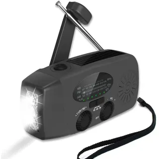 Radio mit Solar- und Kurbelfunktion, 1.000 mAh Akku, 13 x 6 x 5 cm