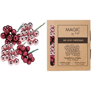 MAGIC by Inge Weihnachtsbaumkugel, Weihnachtskugeln am Draht 2,5cm Glas 144 Stück - Berry Kiss rosa