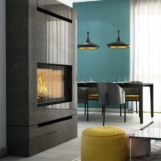 Kratki Kamineinsatz aus Stahl NADIA 12 kW Ø 200 - Schwarz