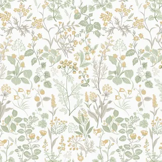 Fiula Selbstklebende Tapete Klebefolie Möbel Blumen 44CMx10M Möbelfolie Selbstklebend Blumentapete Blätter Dekorfolie Küche Weiß Wassdicht DIY Wohnzimmer Orange Grün Wallpaper