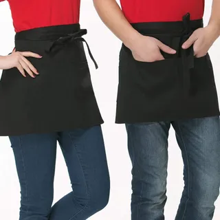 Mescara 2 Taille Schürze Kurze Vorbinder Hüftschürze Bistroschürze Damen Männer Kellnerschürze Schwarz mit Taschen (2, 60 x 42cm)