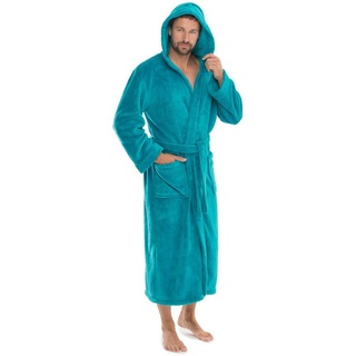 CELINATEX Florida Bademantel Damen M türkis Morgenmantel Herren Coral Fleece Saunamantel Microfaser Kapuze Unisex - M