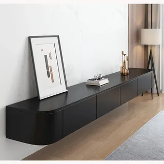 HYANXUE TV-Schrank, hängend, TV-Wandregale mit Tür, Multimedia-Konsole, große Aufbewahrung unter dem Fernseher (schwarz, 180 cm)