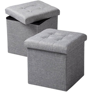 Woltu Sitzhocker, 2er-Set mit Stauraum Sitzwürfel Sitzbank Faltbar Truhen grau