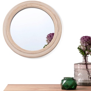 Huaxingda Rattan Spiegel | Rattan Weidenkorb Dekorative runde Spiegel | Runder dekorativer Spiegel für Hotel B & B Wohnzimmer Wandbehänge Spiegel