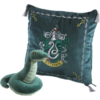 The Noble Collection Merchandise-Figur Harry Potter Kissen Slytherin Logo mit Plüsch Maskottchen Schlange, Offiziell lizenziertes Merchandise grün