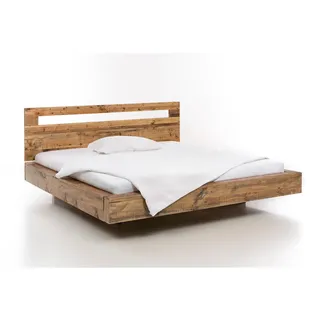 Woodkings Holz Bett 180x200 Marton Doppelbett massiv Holz Schlafzimmer Möbel Doppelbett Schwebebett rustikale Naturmöbel Echtholzmöbel (Rec. Pinie)