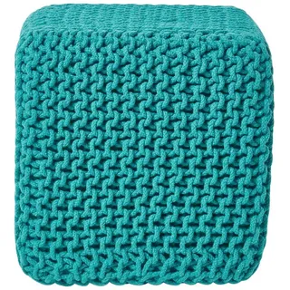 Homescapes Strick-Pouf, Grün, Textil, Uni, Quadratisch, 35x35x35 cm, Wohnzimmer, Hocker, Sitzwürfel