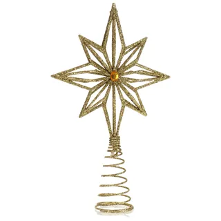 COM-FOUR® Deko Stern Weihnachten - Weihnachtsdekoration Stern - Aufsteller Weihnachtsstern mit Glitzer - Christbaumspitze