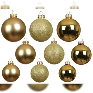 Decoris Weihnachtskugeln Glas glanz matt glitter mix D.7cm hell gold 21 Stück