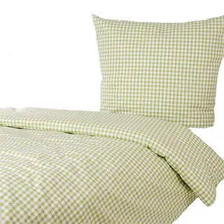 Hans-Textil-Shop Bettwäsche Karo 1x1 cm Baumwolle - Reißverschluss, Kariert, Karomuster, Landhaus, Bettbezug (Hellgrün, 155x220 80x80 cm)