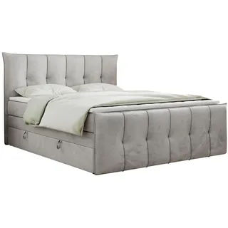 MKS King Boxspringbett 160 x 200 cm H3 Hellgrau