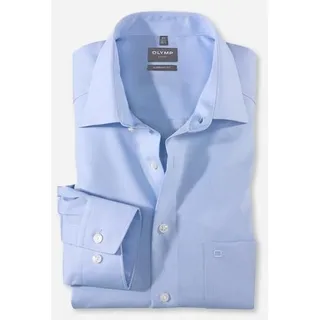 Businesshemd OLYMP "Luxor comfort fit" Gr. 48, N-Gr, blau (bleu) Herren Hemden Langarm unifarben, bügelfrei, mit Brusttasche