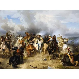 Wahlbom Death King Gustav Battle Lutzen Horses War Painting Art Print Canvas Premium Wall Decor Poster Mural Tod König Schlacht Pferd Krieg Malerei Wand Deko