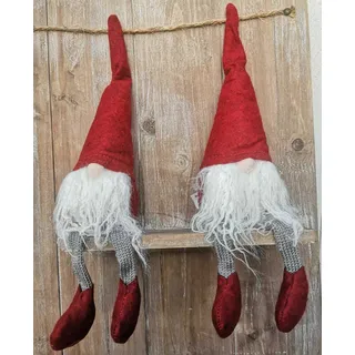 2 x Weihnachtswichtel Nordisch Rot 35cm Wichtel Kantenhocker Gnom Filzwichtel