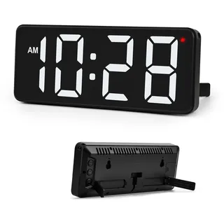 Sukeen Digitale Wanduhr Tischuhr, Digital Uhr Wand Uhr mit großen Ziffern, Automatische Lichtsteuerung, 12/24H, Wanduhr ohne Tickgeräusche mit Wohnzimmer/Schlafzimmer/Klassenzimmer/Lager/Büro-Weiß