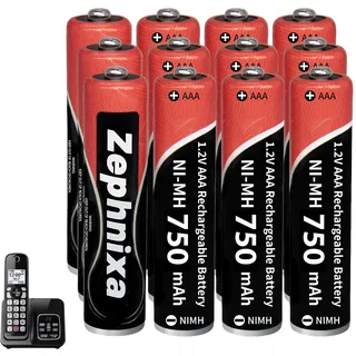 12 Stück 1.2V 750mAh NI-MH AAA Akku für Gigaset Panosonic Schnurlos Telefon | Wiederaufladbare AAA Batterien für Gigaset/Panasonic Telefone, vorgeladen, geringe Selbstentladung, 2000 Zyklen
