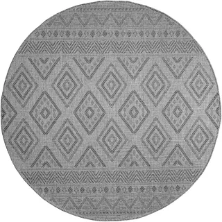 KADIMA DESIGN Teppich Kurzflor Rauten Wohnzimmer schmutzabweisend Anthrazit Rund 80D | 100% Polypropylen, Rücken aus Polypropylen | pflegeleicht