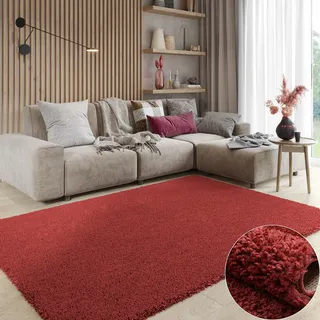MY-RUG Shaggy Star kuscheliger Langflor Teppich, Rutschhemmende Unterseite, extra Langer Hochflor 37 mm, Pflegeleicht, Super Soft, Felloptik, weinrot, rot, Bordeaux, eckig 230 x 160 cm