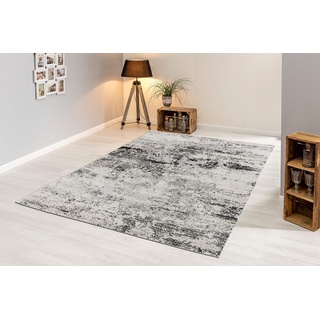 hochwertiger Designer Teppich Antea — Moderne Kurzflor Teppiche — Zimmerteppich im Vintage Design — (80x150cm, schwarz/beige Vintage)