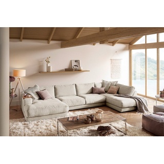 KAWOLA Wohnlandschaft MADELINE, Sofa U-Form Cord, Longchair rechts od. links, versch. Farben weiß