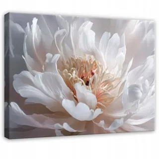 Leinwandbild Weiße 3d-blume Abstrakt, Elegante Wanddeko Für Schlafzimmer, Wohnzimmer Und Küche, Hochauflösender Druck, 40 X 30 Cm