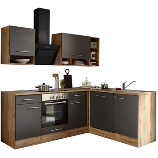 RESPEKTA Winkelküche - grau - Wildeiche - mit E-Geräten - 172x220 cm - BEKBL220EGC
