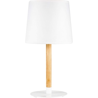 Pauleen 48103 Woody Cuddles Tischleuchte max20W E27 skandinavische Tischlampe Weiß Tischlampe 230V Holz/Stoff