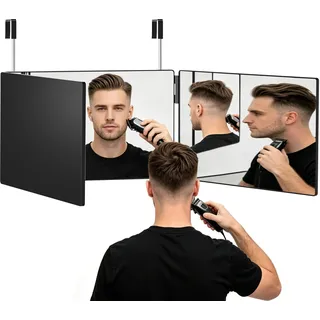 Alsonerbay 360° Spiegel 3-teilig, Haare selbst schneiden, Rasierspiegel | Höhenverstellbarer 3-Wege-Spiegel für Hinterkopf-Ansicht. Kosmetik-, Rasier- & Friseurspiegel für Haarschnitt