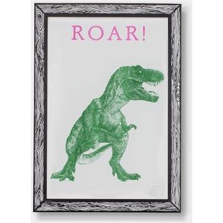 GOODNIGHT LIGHT Grüner Dinosaurier-Poster Roar A3 21x29 - Gedruckt auf Papier 250 g - Wandposter - Rahmenfolien - Bilder für Wohnzimmer - Dekorative Poster