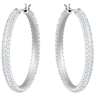 Swarovski Paar Creolen Stone, weiss, rhodiniert, 5389432, mit Swarovski® Kristall silberfarben