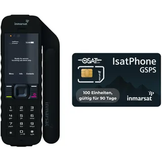 OSAT Inmarsat IsatPhone 2.1 Satellitentelefon, Telefonhörer mit 100 Prepaid-Minuten/90 Tage Gültigkeits-SIM-Karte – Sprache, SMS-Nachrichten, GPS-Tracking, globale Abdeckung, SOS-Notfall Schwarz