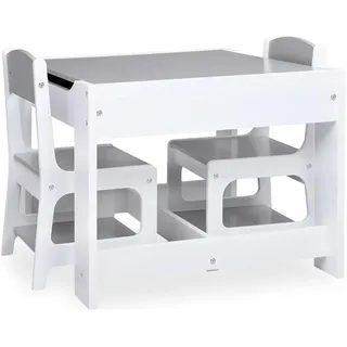 vidaXL Kindertisch mit 2 Stühlen  Weiß MDF