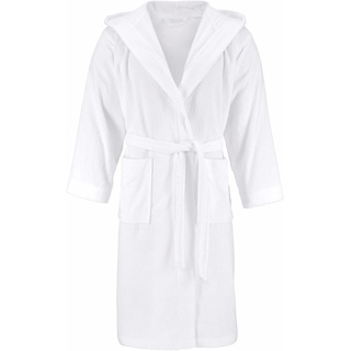 Unisex-Bademantel BRUNO BANANI "Robby" Hausmäntel Gr. XXL, weiß Kapuzenbademäntel Damen & Herren, lang, mit Taschen und Kapuze