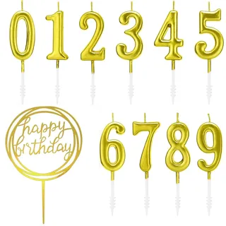 36 Stück Geburtstagskerzen Für Torte Mit Haltern Kerzen Geburtstag, Geburtstagskerzen Kinder, Kerzen Schwarze und Goldene, Geburtstagskerze, Tortenkerzen (Gold-01)