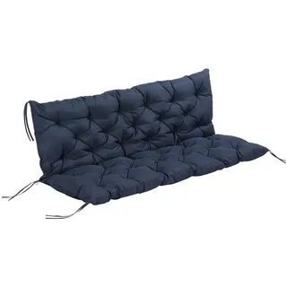 Outsunny 3 Sitzer Bankauflage 150 x 98 x 8 cm, Bankkissen mit Bändern, Blau